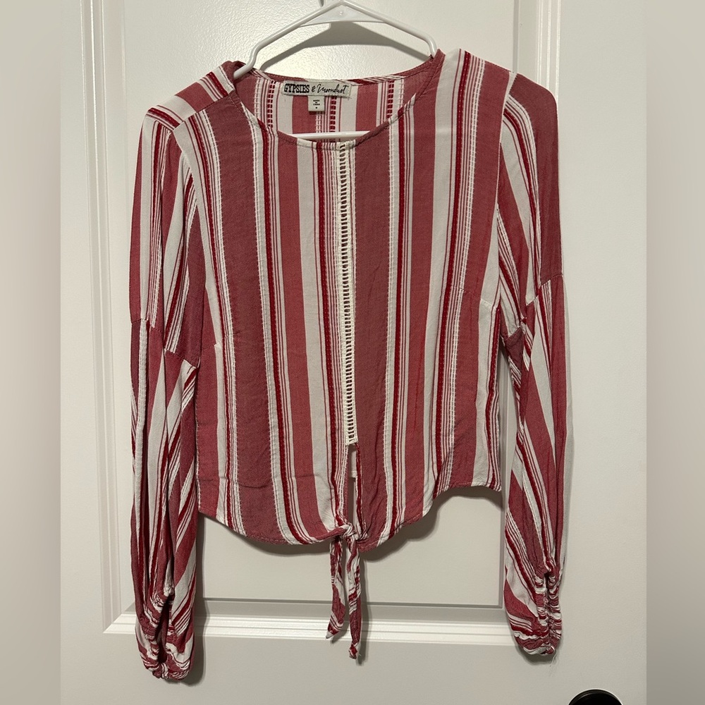 Gypsies & Moondust 3/4 sleeve Red & White striped top Women’s Small